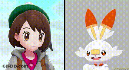 Girl And Rabbit Standing Together In Pokemon Game GIF