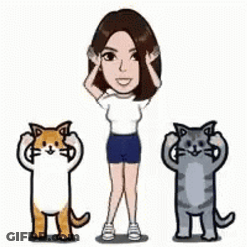 Girl And Two Cats Dance Animation GIF