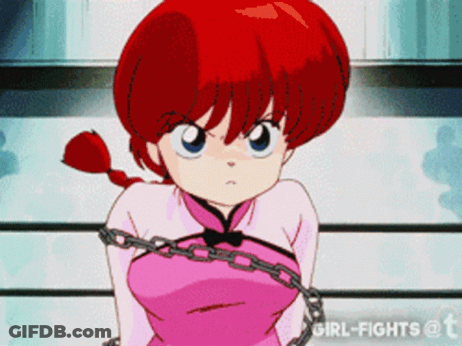 Girl Anime Fights Ranma Saotome GIF