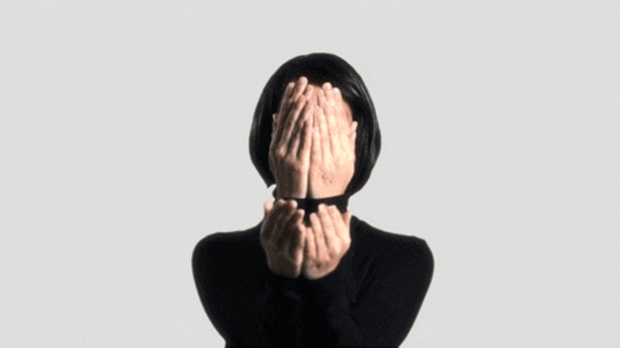 Girl Art Covering Face GIF