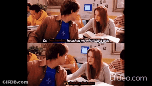 Girl Asking Boy What Day It Is GIF