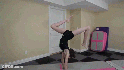 Girl Back Flip On Gym Mat GIF