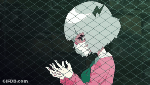 Girl Behind Fence With Lightning Bolt GIF