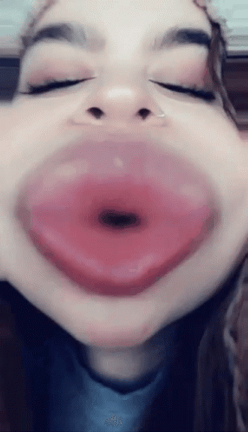 Girl Big Lips Funny Faces Filter GIF