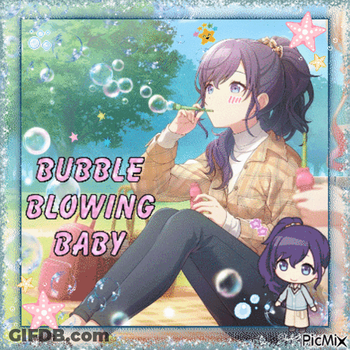 Girl Blowing Soap Bubbles GIF