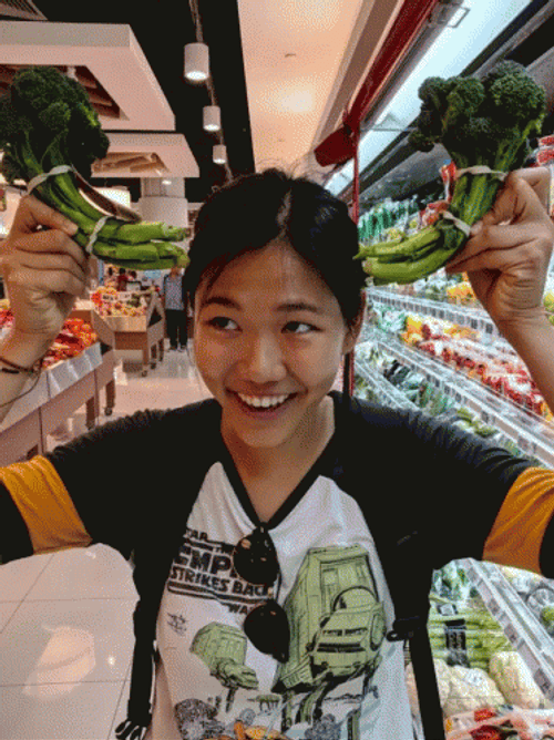 Girl Broccoli Devil Smile GIF