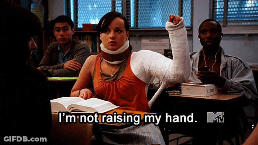 Girl Broken Raise Hand GIF