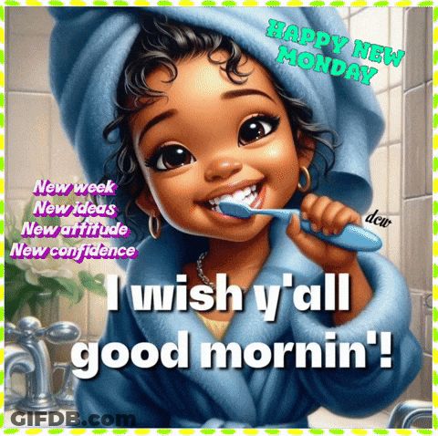 Girl Brushing Teeth Happy New Monday GIF