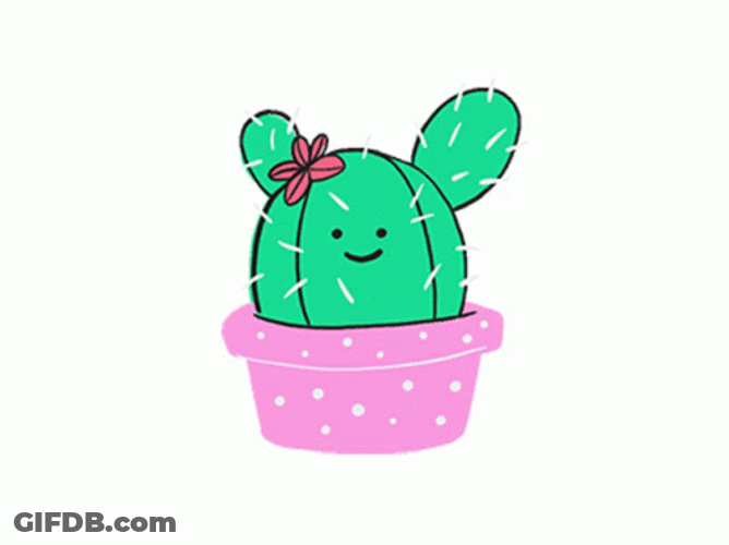 Girl Cactus Two Ponytails GIF