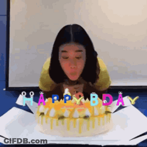 Girl Carefully Blowing Birthday Candles GIF