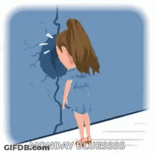 Girl Cartoon Banging Head Against Wall GIF