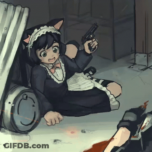 Girl Cat With Gun Laser GIF