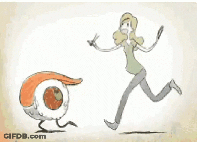 Girl Chases Sushi GIF