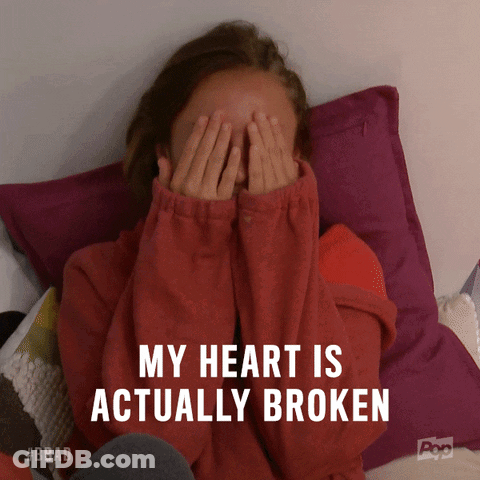 Girl Covering Face With Broken Heart GIF