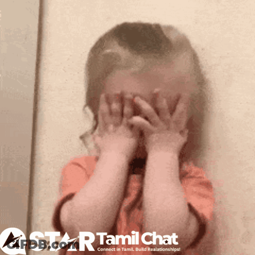 Girl Covering Face With Hands And Star Tamil Chat Logo GIF
