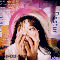 Girl Covering Mouth 1995 April 01 Album Cover GIF