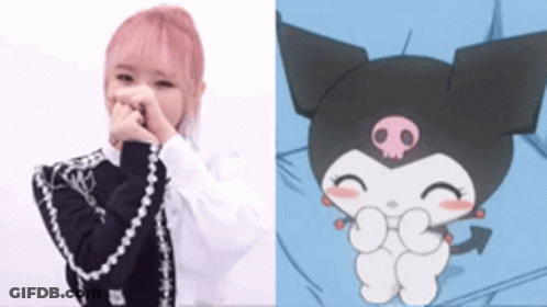 Girl Covering Mouth Next To Skull Cartoon GIF