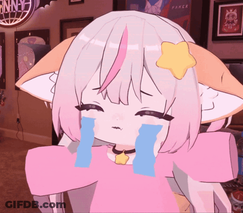 Girl Crying With Star On Head GIF