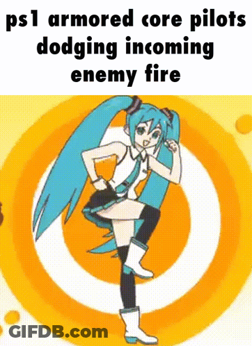 Girl Dancing PS1 Armored Core Pilots Dodging Incoming Enemy Fire GIF