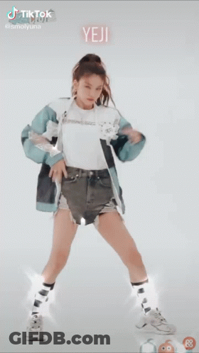 Girl Dancing With Chaeryeong On Screen GIF