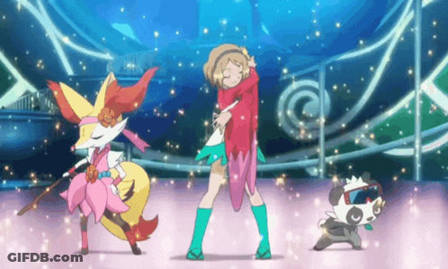 Girl Dancing With Fox And Panda On Stage GIF