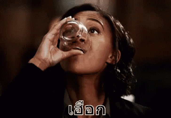 Girl Drinking And Swallowing Water GIF