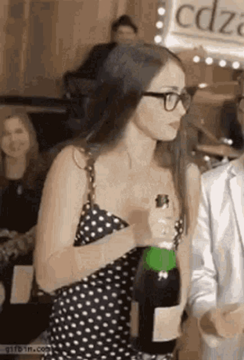Girl Drinking Champagne GIF