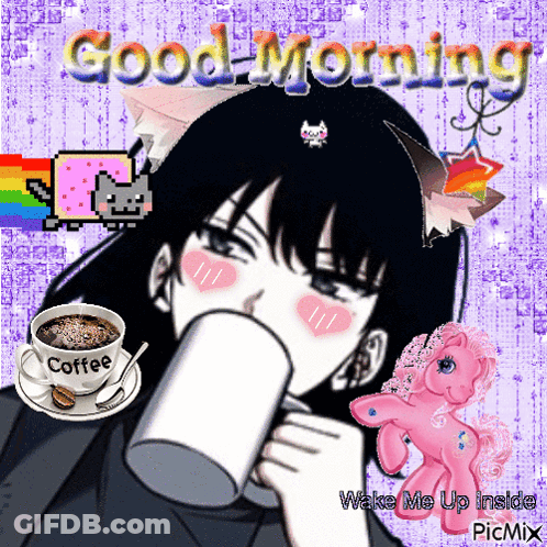 Girl Drinking Coffee Good Morning GIF