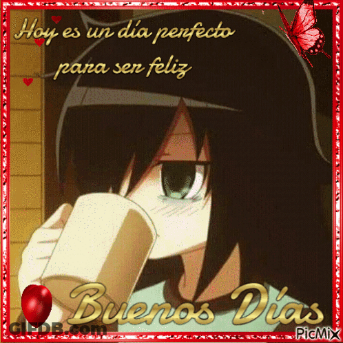 Girl Drinking From Cup Buenos Dias GIF