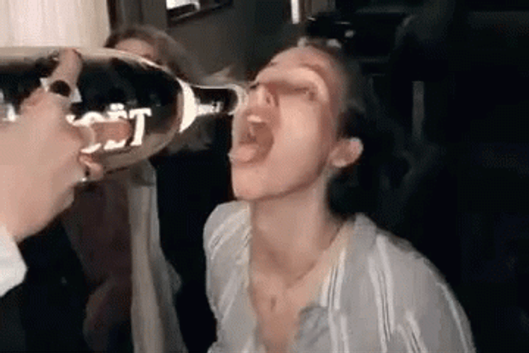 Girl Drinking Pouring Champagne GIF