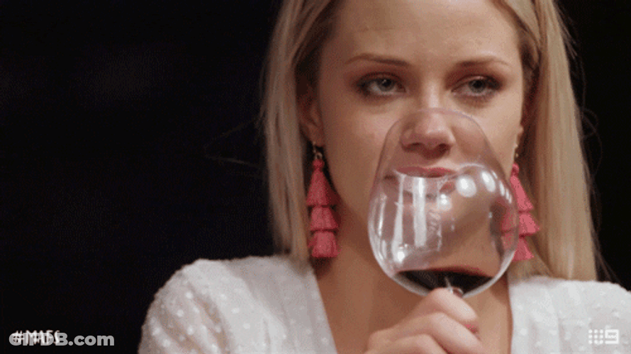 Girl Drinking Wine Rolling Eyes GIF