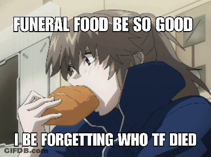 Girl Eating Bread Funeral Food Be So Good GIF