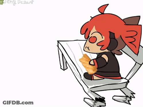 Girl Eating Croissant In Chair Jeng Dezant GIF