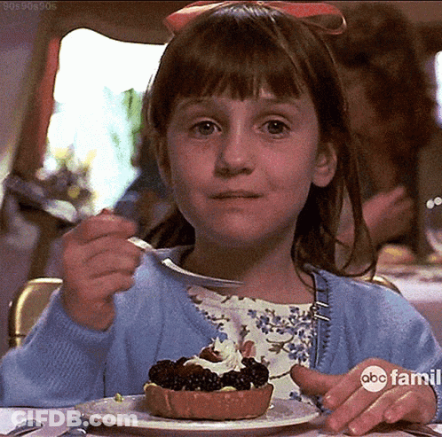 Girl Eating Dessert With Fork And Knife GIF