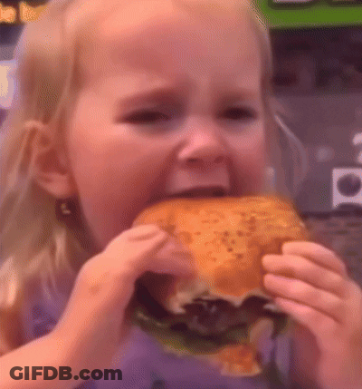 Girl Eating Large Hamburger GIF