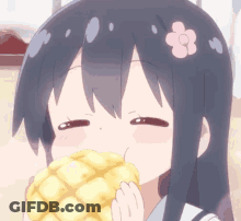 Girl Eating Melon Pan GIF