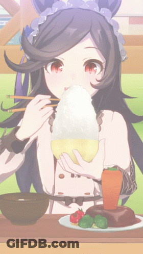 Girl Eating Rice With Chopsticks GIF