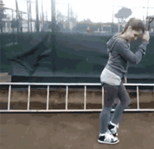 Girl Epic Fail Moonwalk Slipped GIF