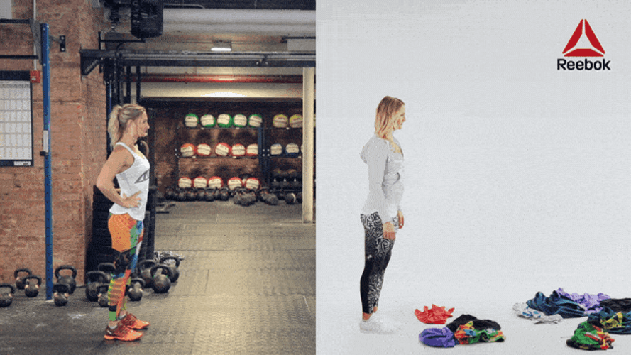 Girl Exercise Synchronize Lunge GIF
