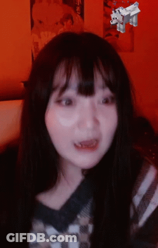 Girl Face Close Up With Minecraft Character Behind GIF
