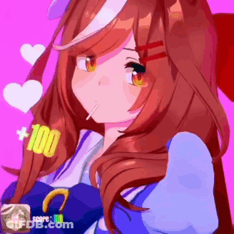 Girl Face With Hearts And Score 100 GIF