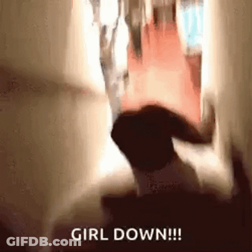 Girl Falling Down On Stairs GIF