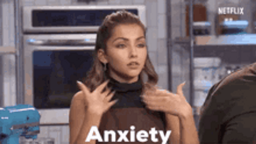 Girl Fanning Herself Hands Anxiety Attack GIF