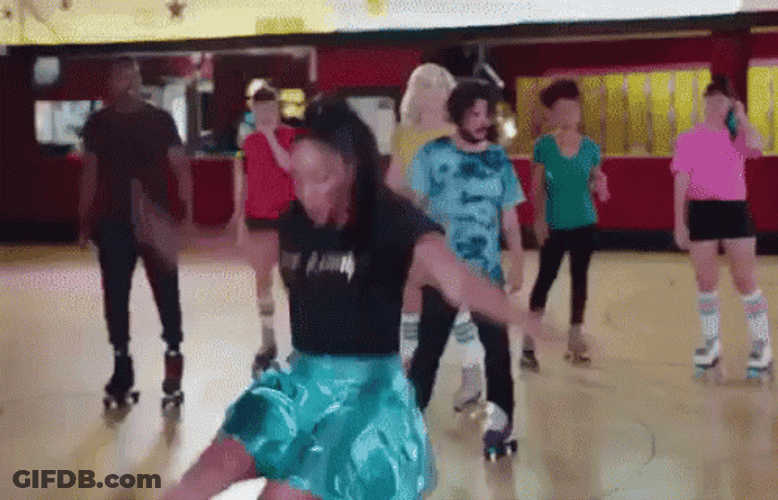 Girl Fell From Roller Skating GIF