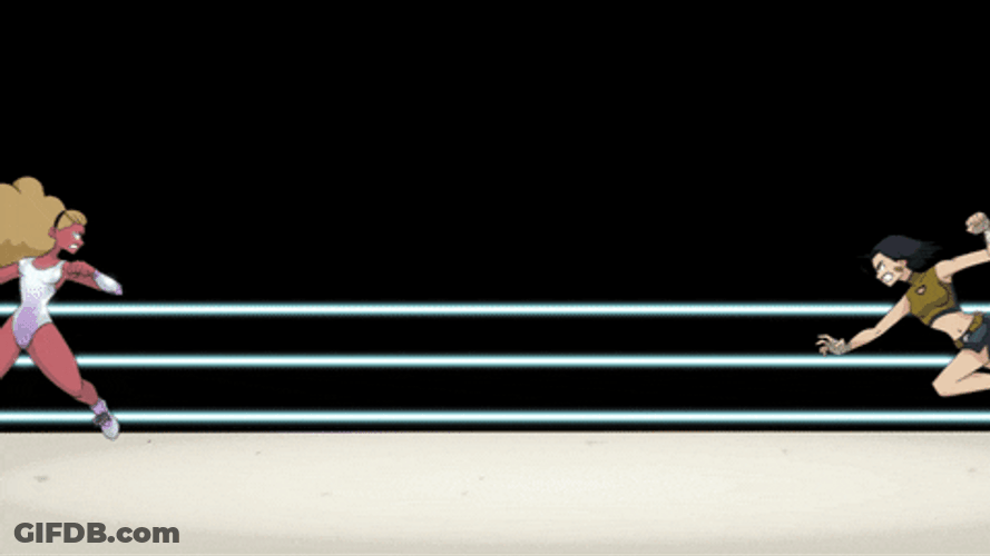 Girl Fight Ring Battle Animation GIF
