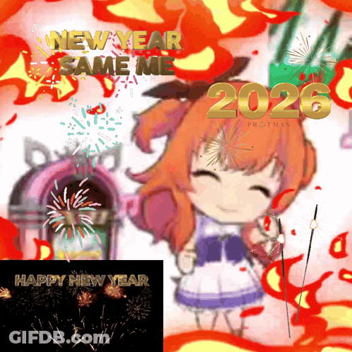 Girl Fireworks New Year 2026 GIF