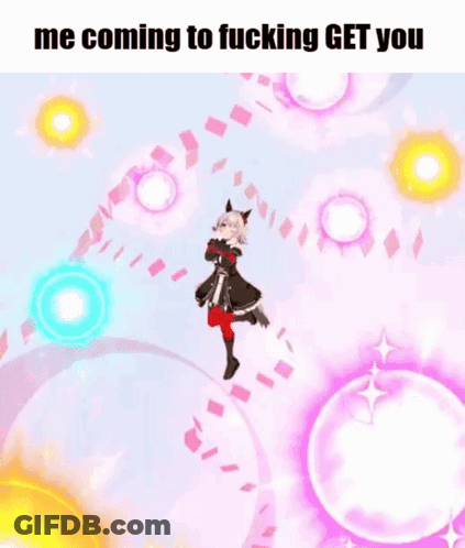 Girl Flying Through Air With Hearts And Purple Sphere GIF