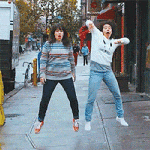 Girl Friends Jumping Up And Down GIF