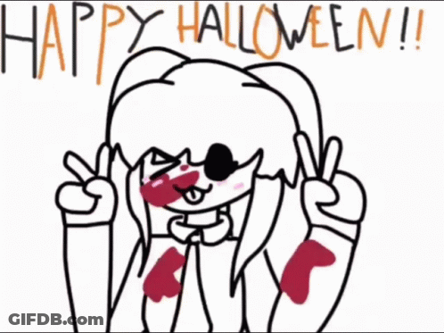 Girl Giving Peace Sign Happy Halloween GIF