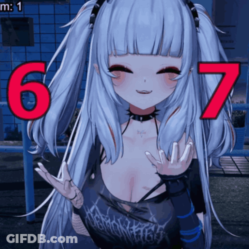 Girl Giving Peace Sign With 6 And 7 GIF